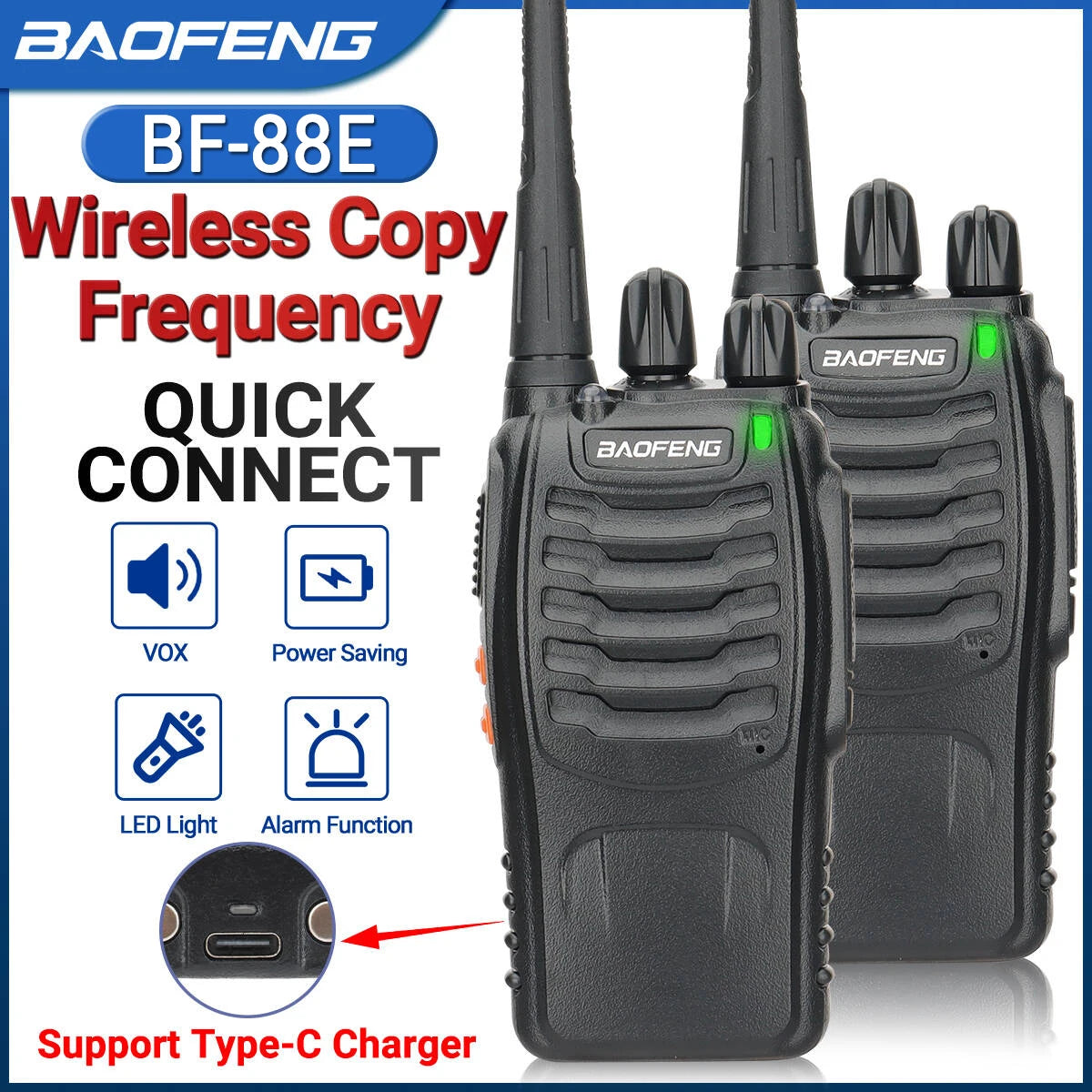 Baofeng BF-88E Long Range Walkie Talkie | UHF 400-470MHz Wireless Two-Way Radio for Hunting & Outdoor Use