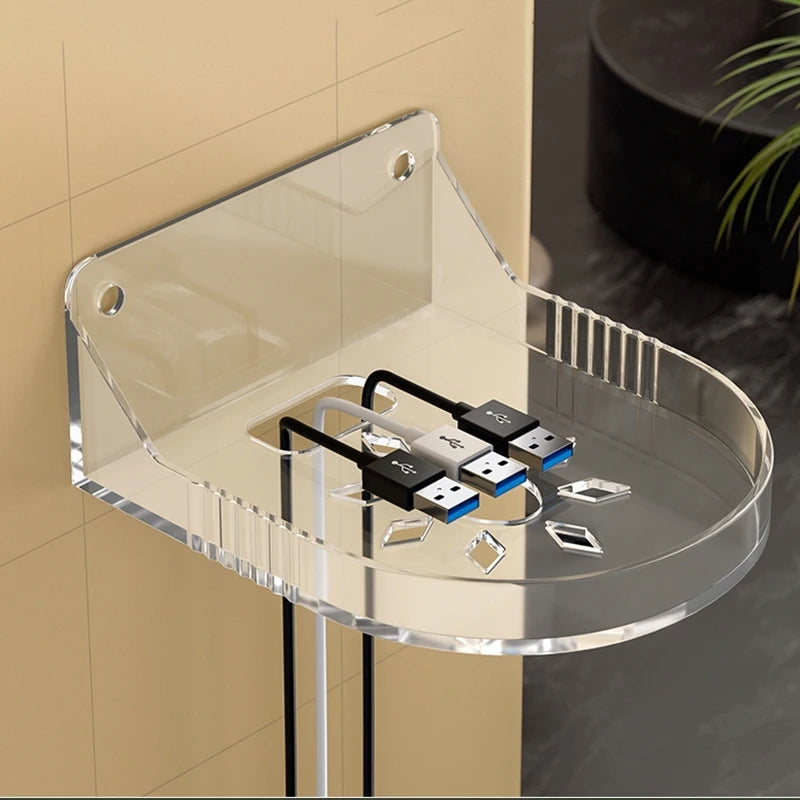 Small Self Adhesive Wall Shelf for Bedroom Cable Storage