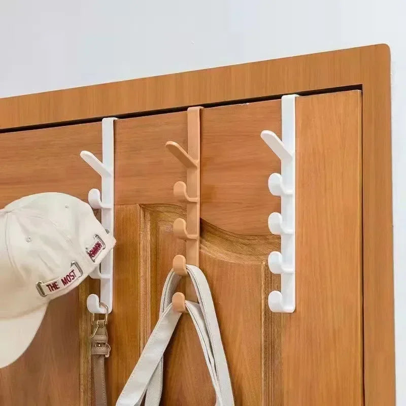 Plastic Over Door Hook Rack for No Drill Bag and Hat Storage