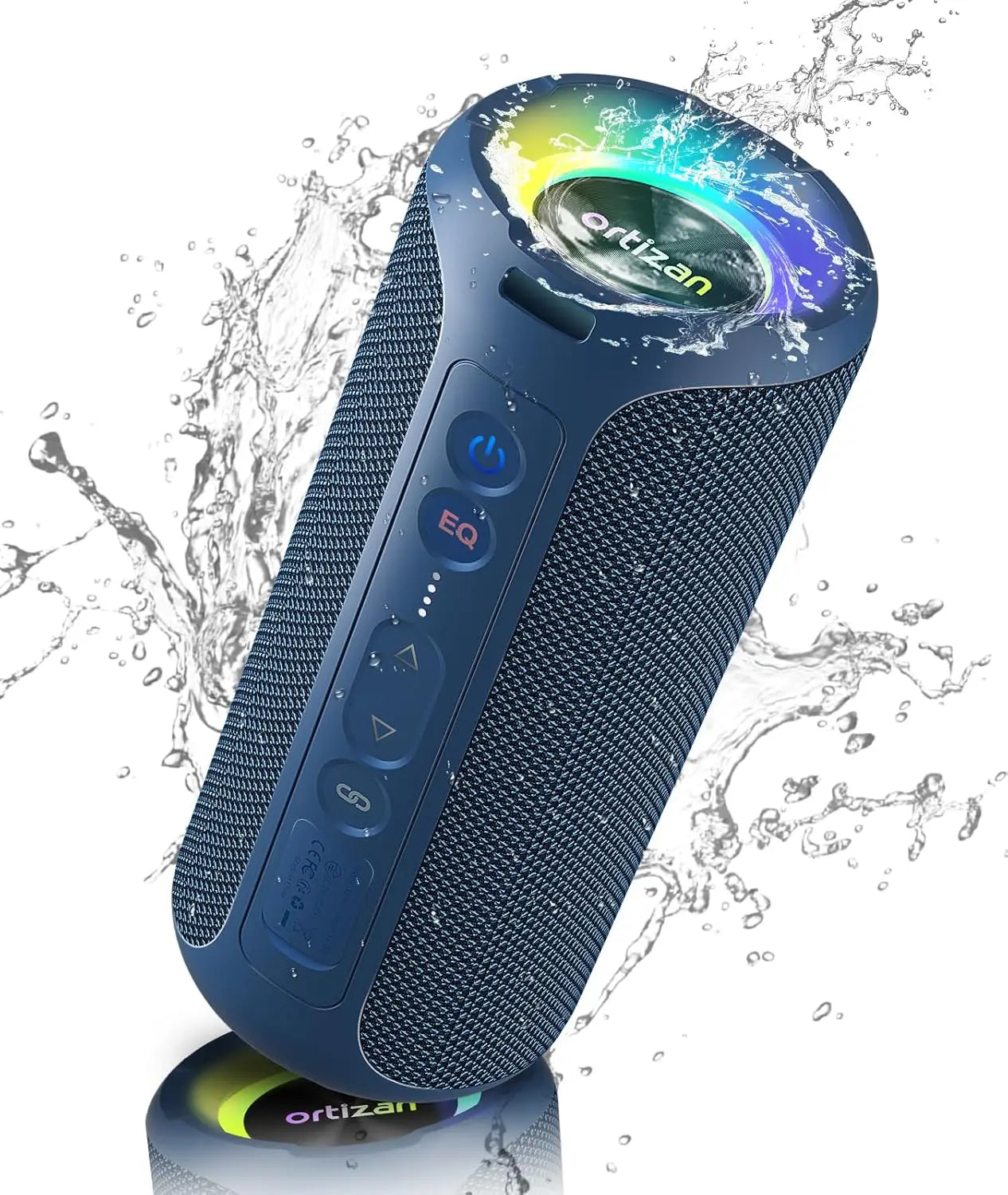 Ortizan Bluetooth Speakers 40W Enhanced Bass Portable Outdoor Wireless Speaker 30Hrs IP7 Waterproof Shower Speaker Bluetooth 5.3 Blue