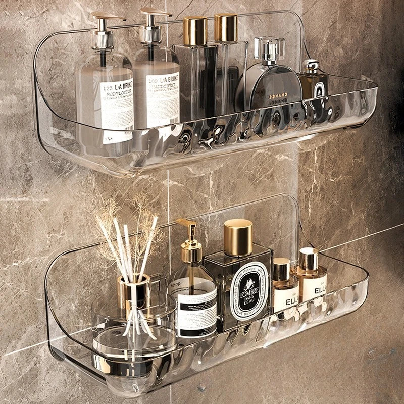 Clear Acrylic Wall Mounted Toiletry Shelf with Raised Sides