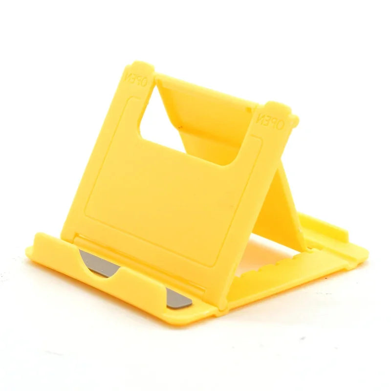 Adjustable Folding Plastic Phone Stand for Desk Viewing Yellow