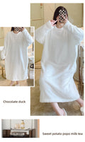 Warm Fleece Nightgown Women's Loose Comfortable Home Clothes plus Size Solid Color Simple Design Sleepwear Casual Outerwear