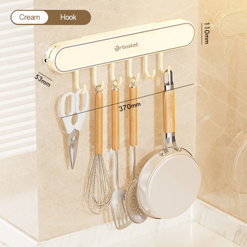 Kitchen Shelf Multifunctional Storage Rack Wall Mounted Non Perforated Suction Cup Household Storage Beige 1 M 1-tier