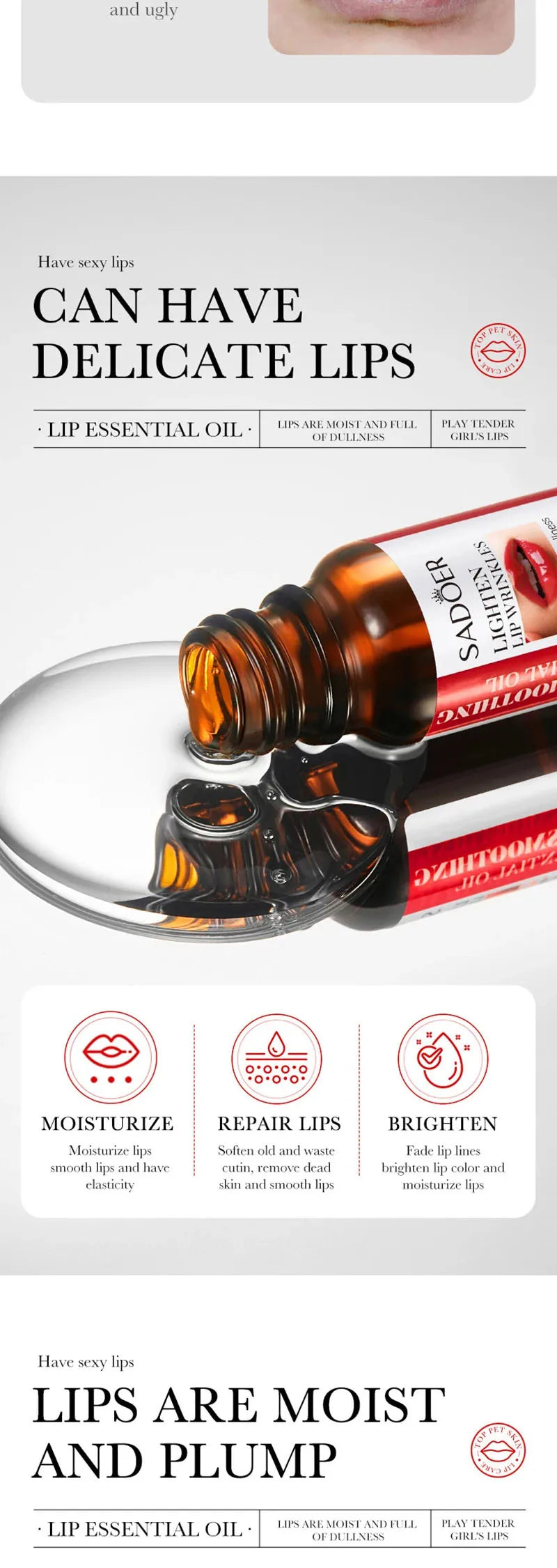 Lip Booster Plumping Serum Oil Hyaluronate Acid Moisturizing Sexy Enhancer Non-Irritating Brighten Fade Lines Plump Products