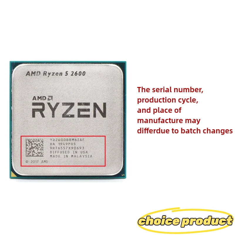 AMD Ryzen 5 R5 2600 3.4GHz 6-Core 12-Core CPU Processor Socket AM4