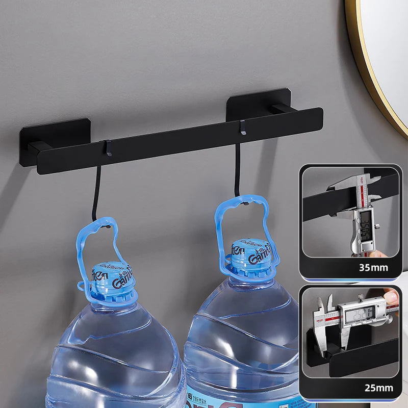 No Drilling Matte Black Bright Sliver Stainless Steel Towel Bar Towel Ring Roll Paper Holder Robe Hook Bathroom Accessories Set