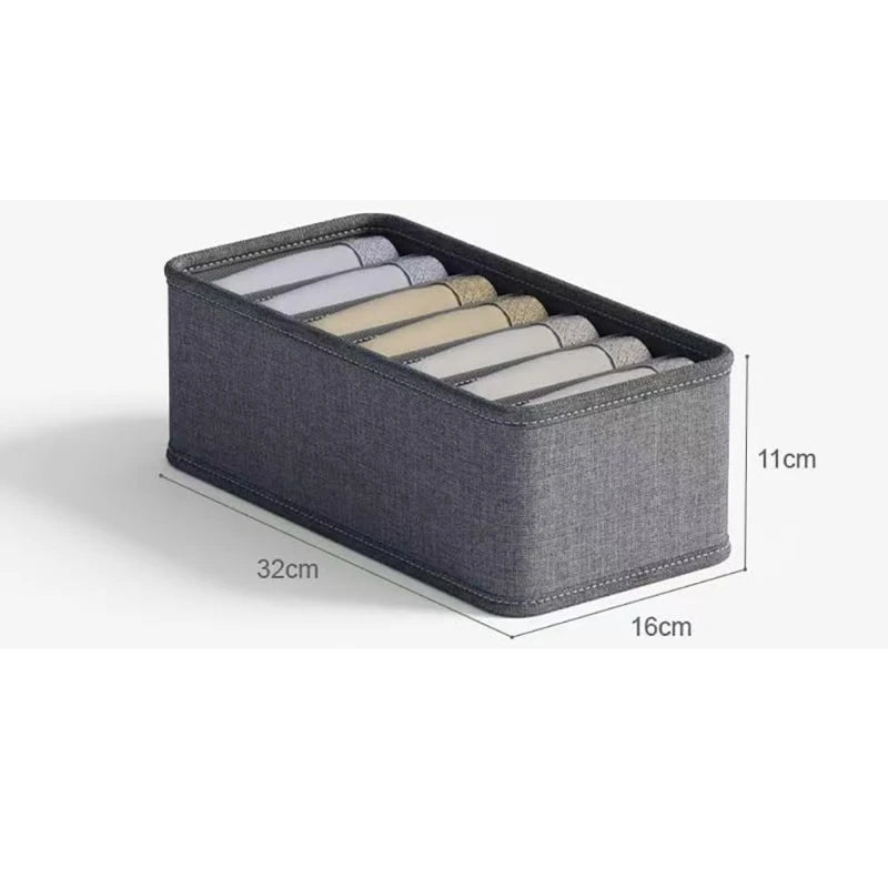 Grey Fabric Drawer Organiser for Underwear Bras and Socks 1PC-7 cells