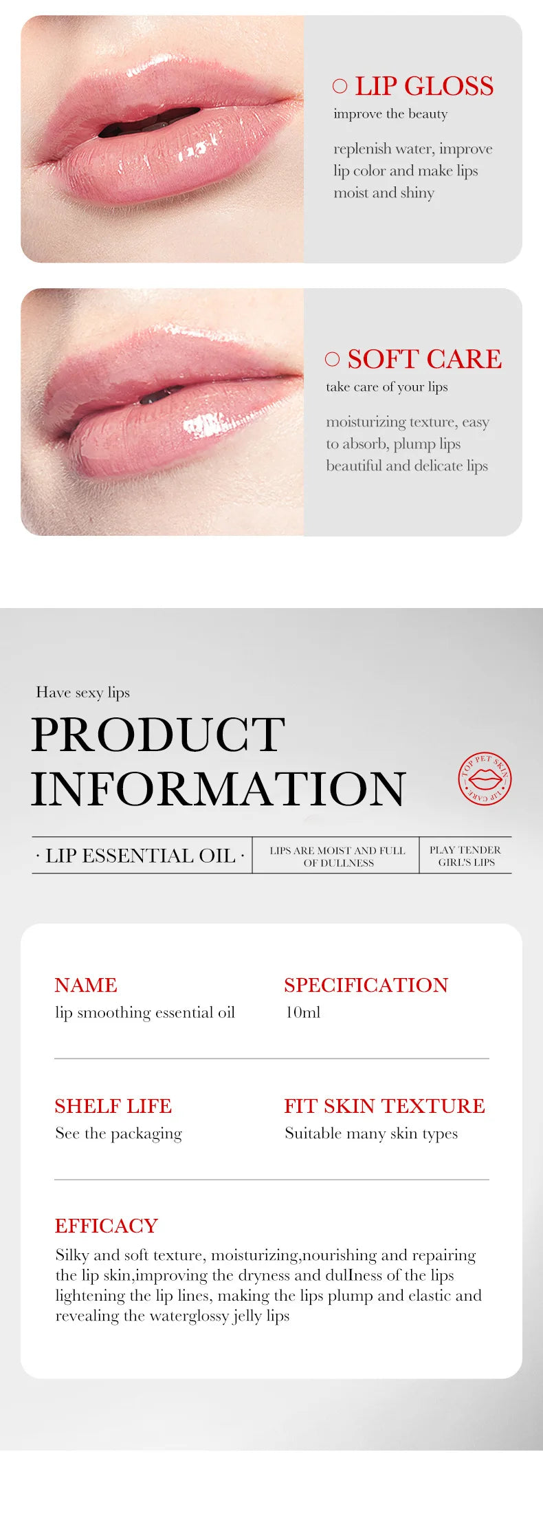 Lip Booster Plumping Serum Oil Hyaluronic Acid Moisturising Sexy Plumping Enhancer Stimulant Free Brightening Lightening Lines