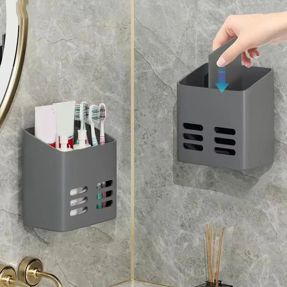 Kitchen Chopsticks Storage Rack Bathroom Shelf Wall Mounted No Drill Shelves Toothbrush Toothpaste Hair Comb Organizers