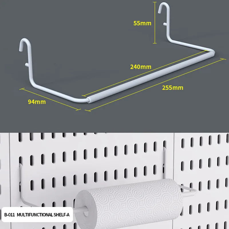 Modular Desk Pegboard Wall Storage for Office Accessories White shelf-A