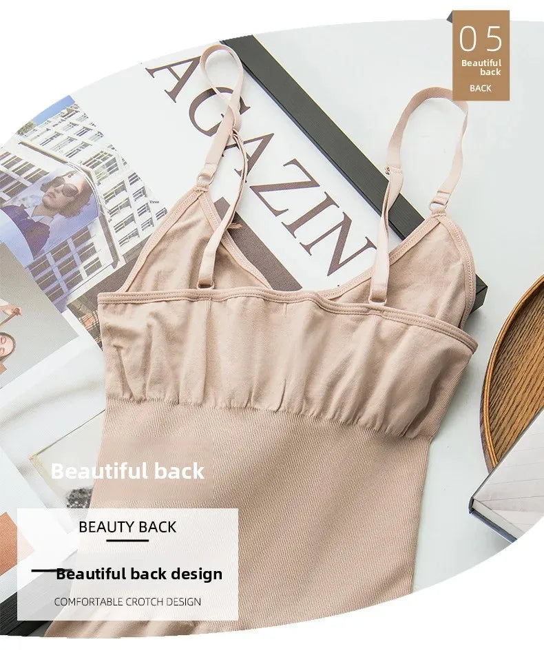 Women's One-Piece Shapewear Thin Summer Suitable Abdomen Inward Drawstring Halter Neck Design Body Sculpting Underwear