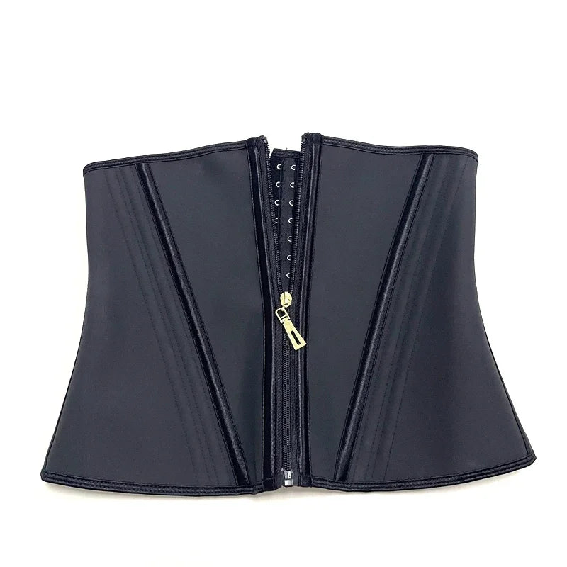 Women Latex Waist Trainer Shapewear 13 Bones Corset with Zipper and 3-Row Hook Tummy Control Body Shaper Slimming Cincher Belt