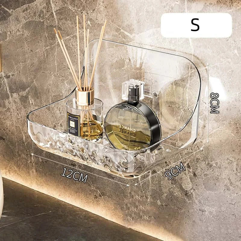 Clear Acrylic Wall Mounted Toiletry Shelf with Raised Sides