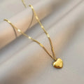 1pcs Gold-color Necklace Ms Simple Fashion Peach Heart Engraved Love Collarbone Chain Holiday Gifts SKU1