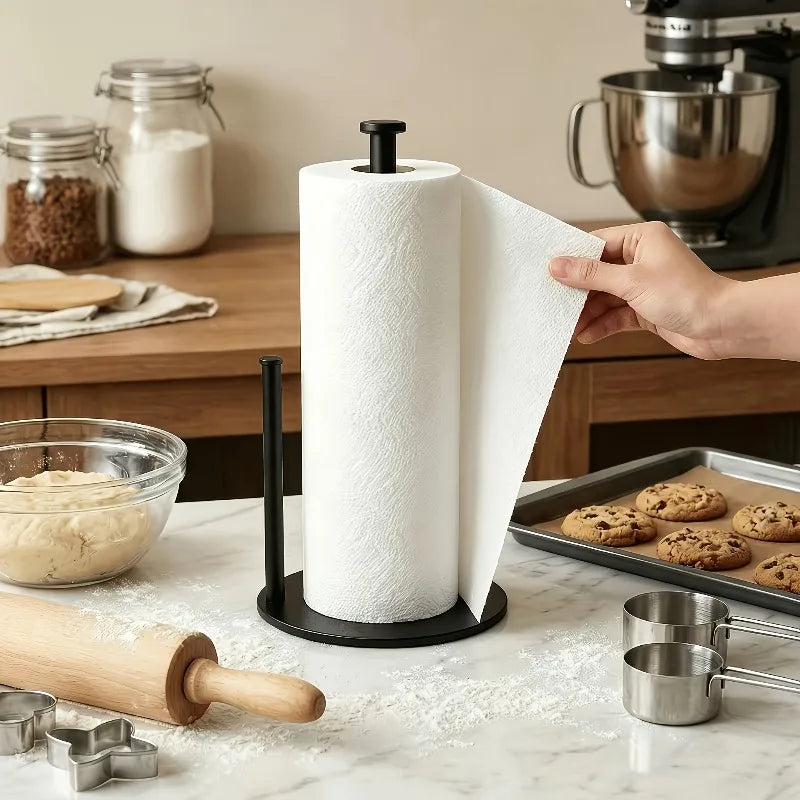 Kitchen Desktop Paper Towel Holder with Reinforced Base, Space Saving Countertop Organizer, Modern Durable Toilet Paper