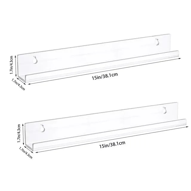 Acrylic Vinyl Record Shelf for Album Cover Wall Displays 2pieces-15inch