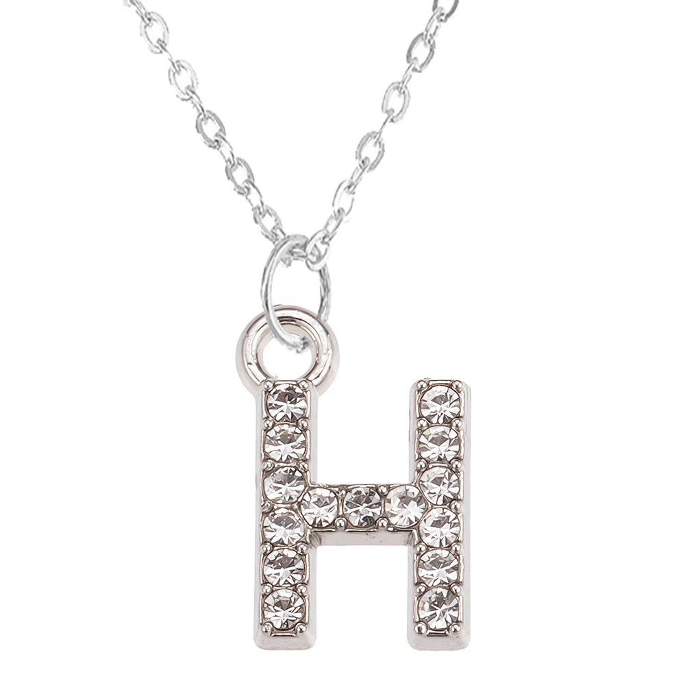 Fashion Shining A-Z Letter Pendant Charm Necklace 26 Initial Alphabet Name Clavicle Chain Party Valentine's Day Jewelry Gift H