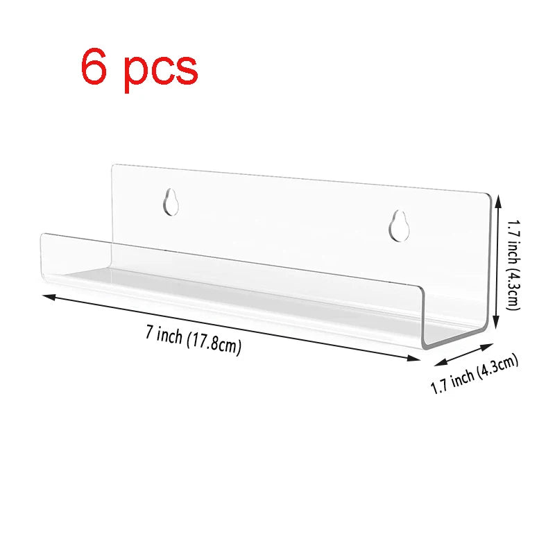 Acrylic Record Shelf for Wall Mounted Album Cover Display 7inch 6 pcs