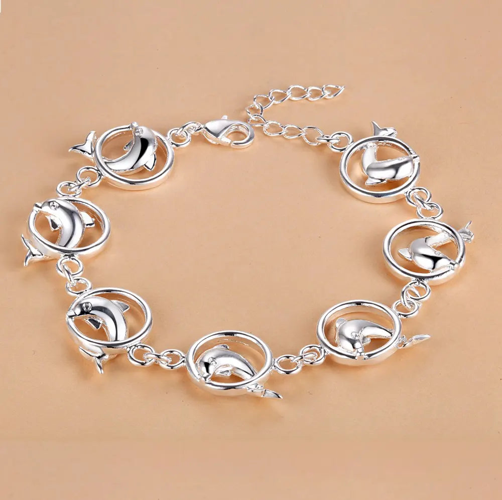 925 Sterling Silver Bracelet Heart High Quality Romance Chain For Woman Men Fashion Engagement Party Wedding Jewelry Gift DY AB036