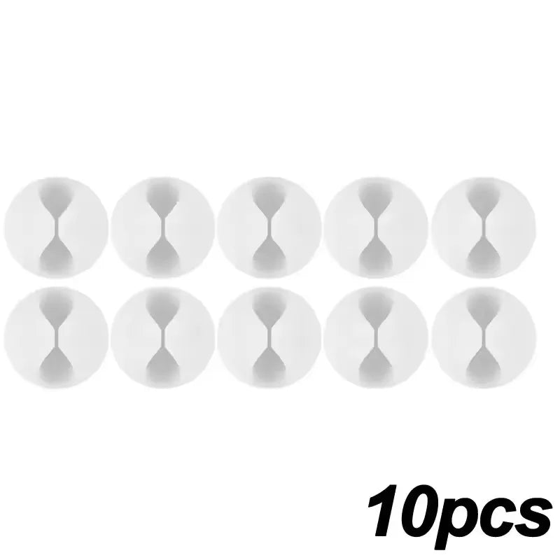 Self Adhesive Round Desk Cable Clips for Charging Leads 10x White