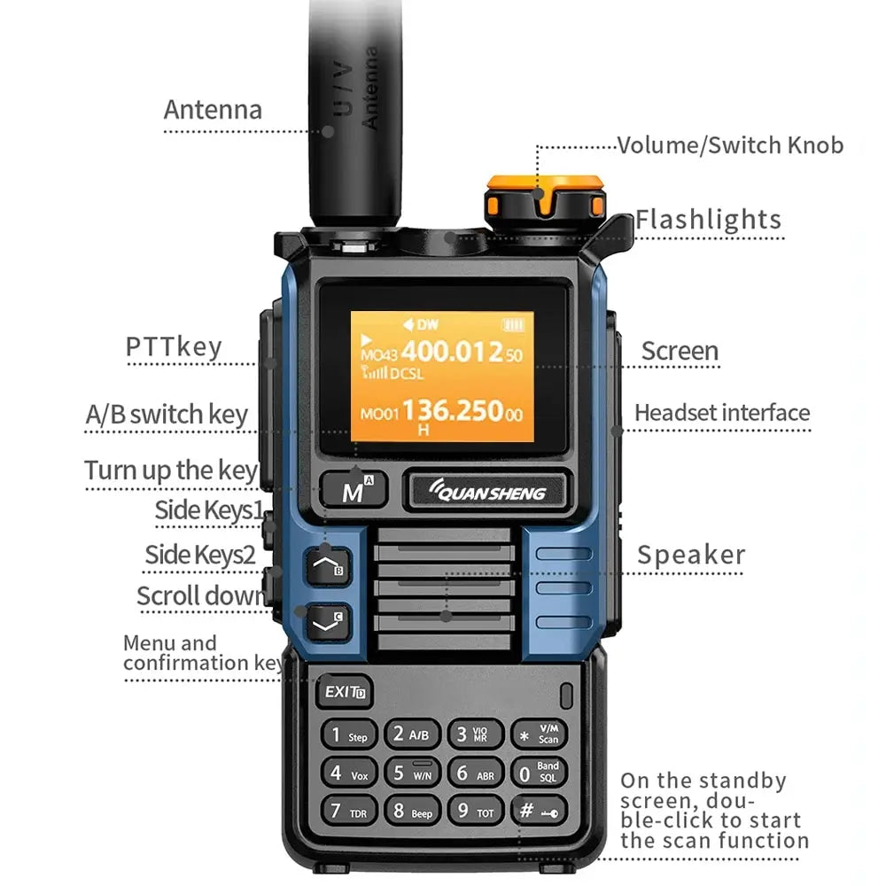 Quansheng UV-K6 5W Long Range Air Band Walkie Talkie