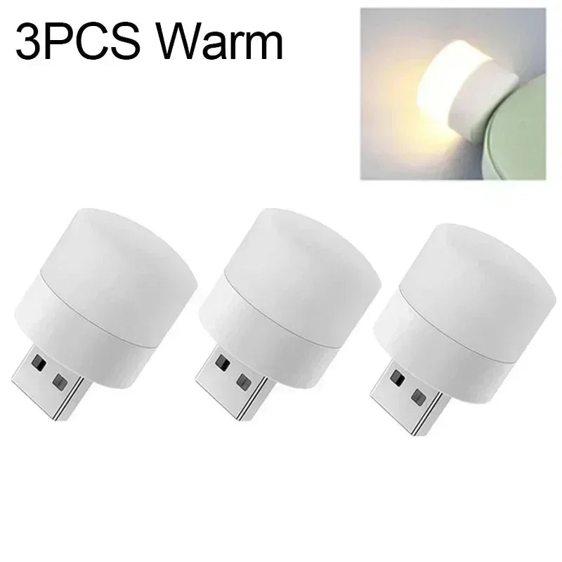 Mini USB LED Night Light for Desk and Bedside Ambient Lighting 3PCS-Warm