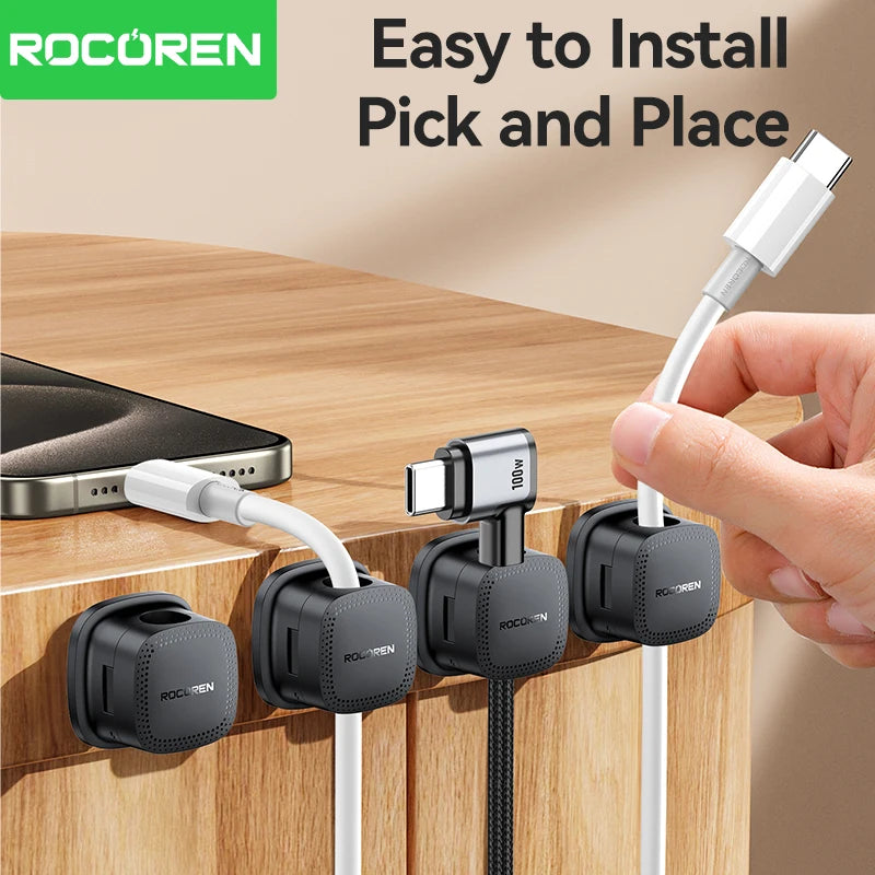 Self Adhesive Magnetic Desk Cable Clips for Charging Leads