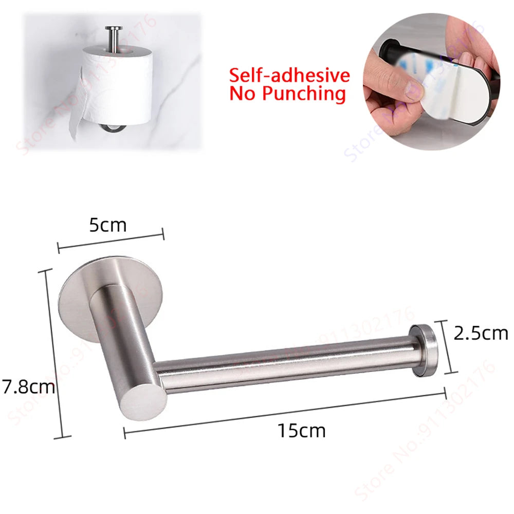 Stainless Steel Wall Mounted Toilet Roll Holder and Hooks paper dispenser