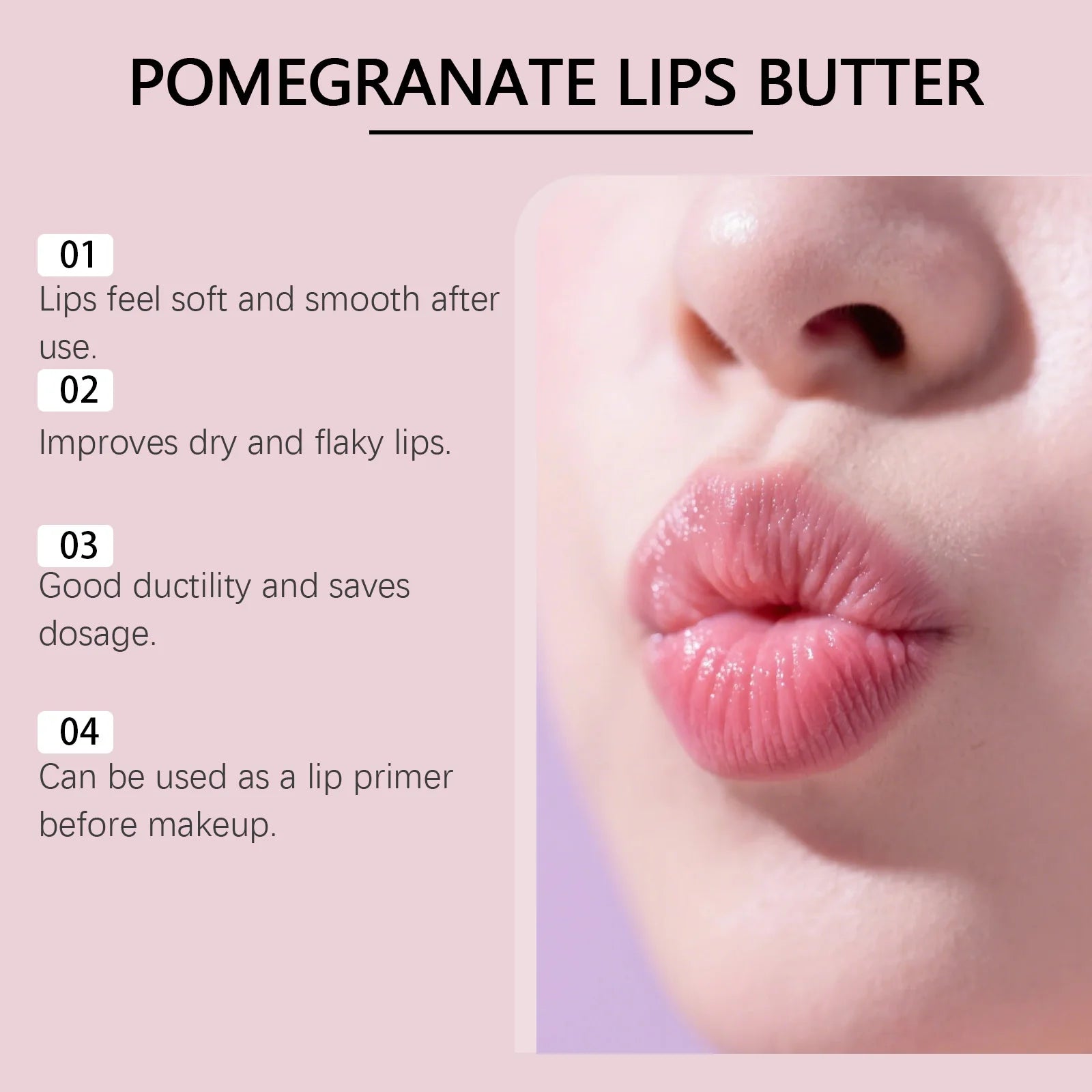 Pomegranate Lip Balm for Dry Lips Hyaluronic Acid Shea Butter Overnight Moisturizer Natural Fragrance Long Lasting Gift Women