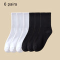 1/6 Pairs Women Mid-Tube Socks Solid Colour Autumn Winter Breathable Comfortable Sport Sweat Absorbent Man And Women's Socks 6 Pairs-mix5 One Size