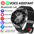 2025 New GT5 Pro GPS Track Smart Watch Men 360*360 AMOLED Screen NFC BT Call Waterproof Health Monitor Man Smartwatches IOS black mesh belt