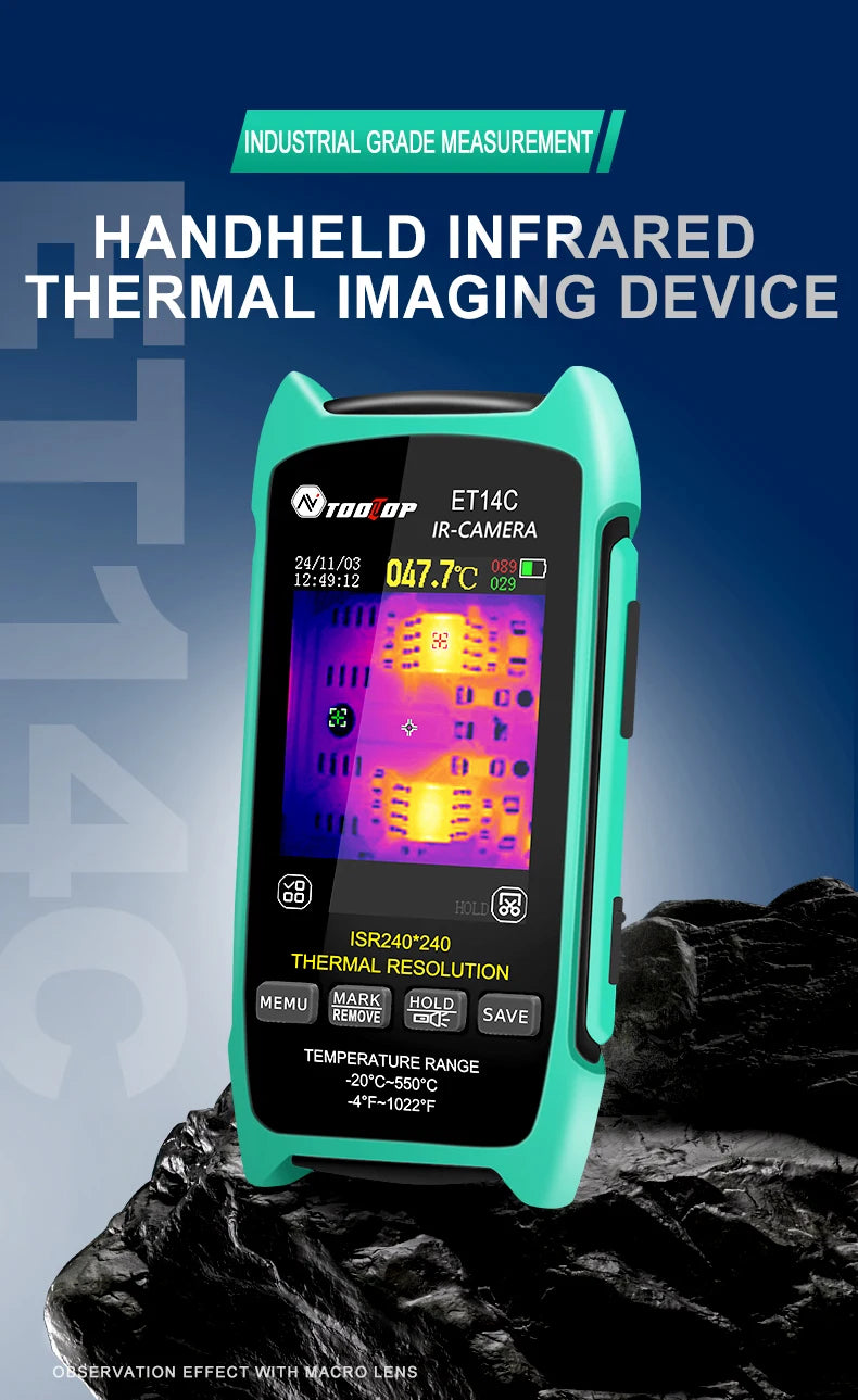 TOOLTOP ET14C 2.8inch Thermal Imager 25Hz Home Thermal imaging Camera ISR240x240 Thermography with Stand Electrical Fault Detect