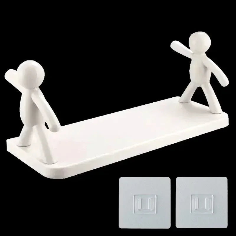 Self-adhesive Bathroom Shampoo Storage Racks Plastic Shelf Storage Organization Shelves Support Holder 1pc Rack Set
