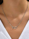 Tiny Cute Double Hollow Heart Chain Necklace Women Fashion Love Necklace Valentine's Day Jewelry for Women A2432-1silvery