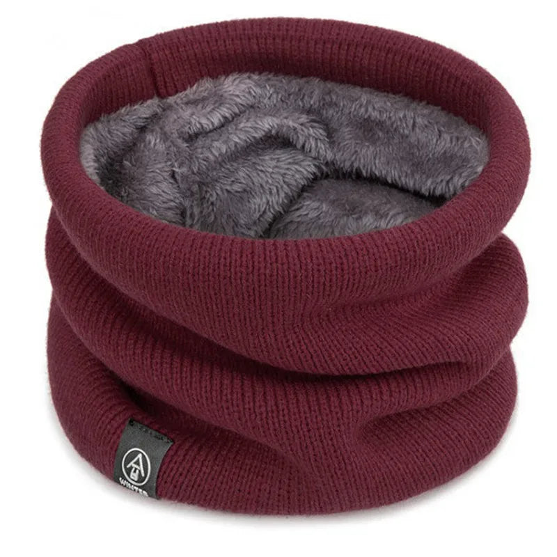 Neck Gaiter Winter Scarf – Warm Knit Windproof Tube Scarf Red
