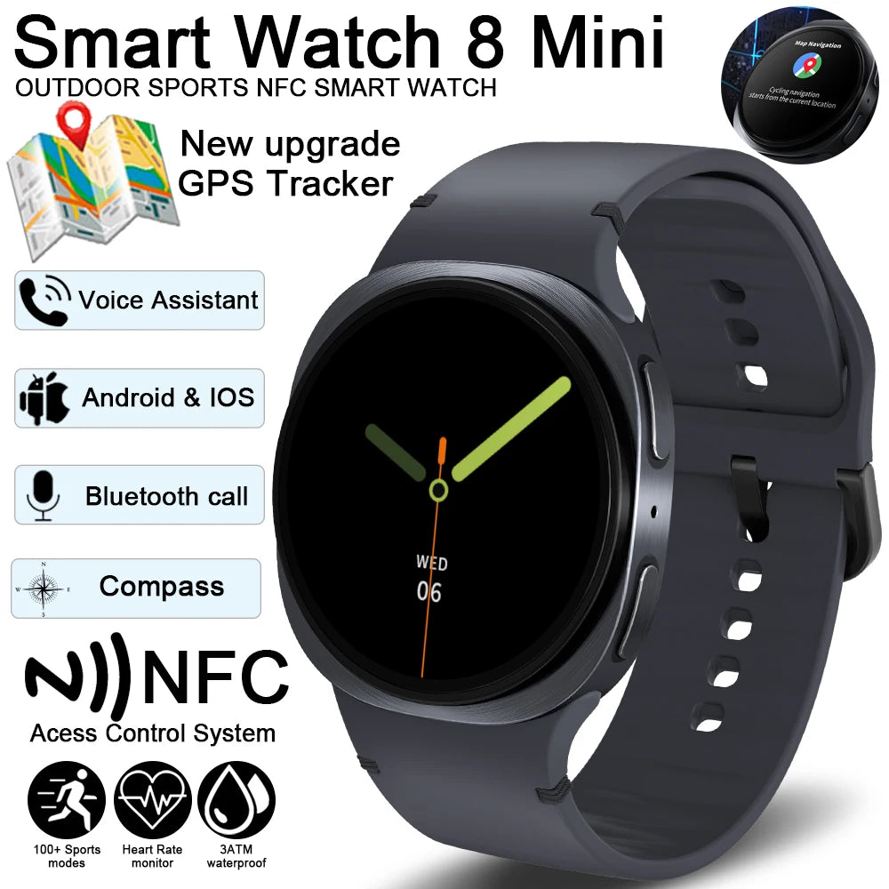 2025 Watch GPS Track Smart Watches For Men Women Sport Heart Rate Bluetooth Call NFC IP68 Waterproof Compass Smartwatch 8 Mini