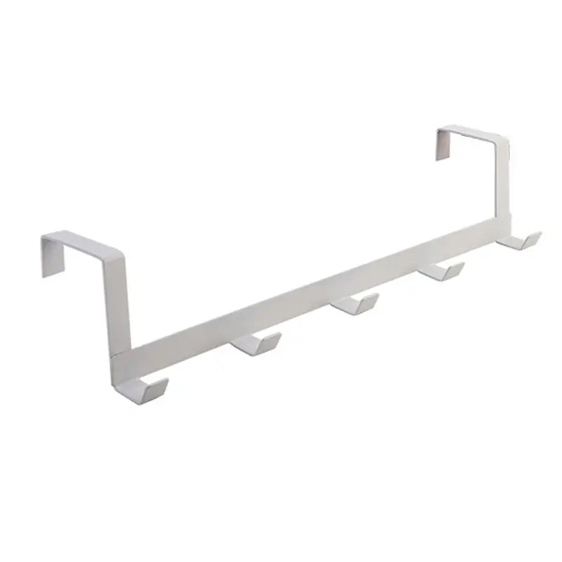 Five Hook Iron Over Door Rack for Bedroom Clothes Storage White