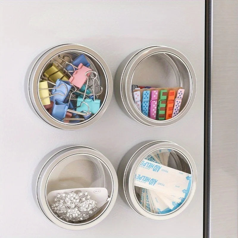 Magnetic Fridge Organiser Tin with Clear Lid, 1 or 2 Pack