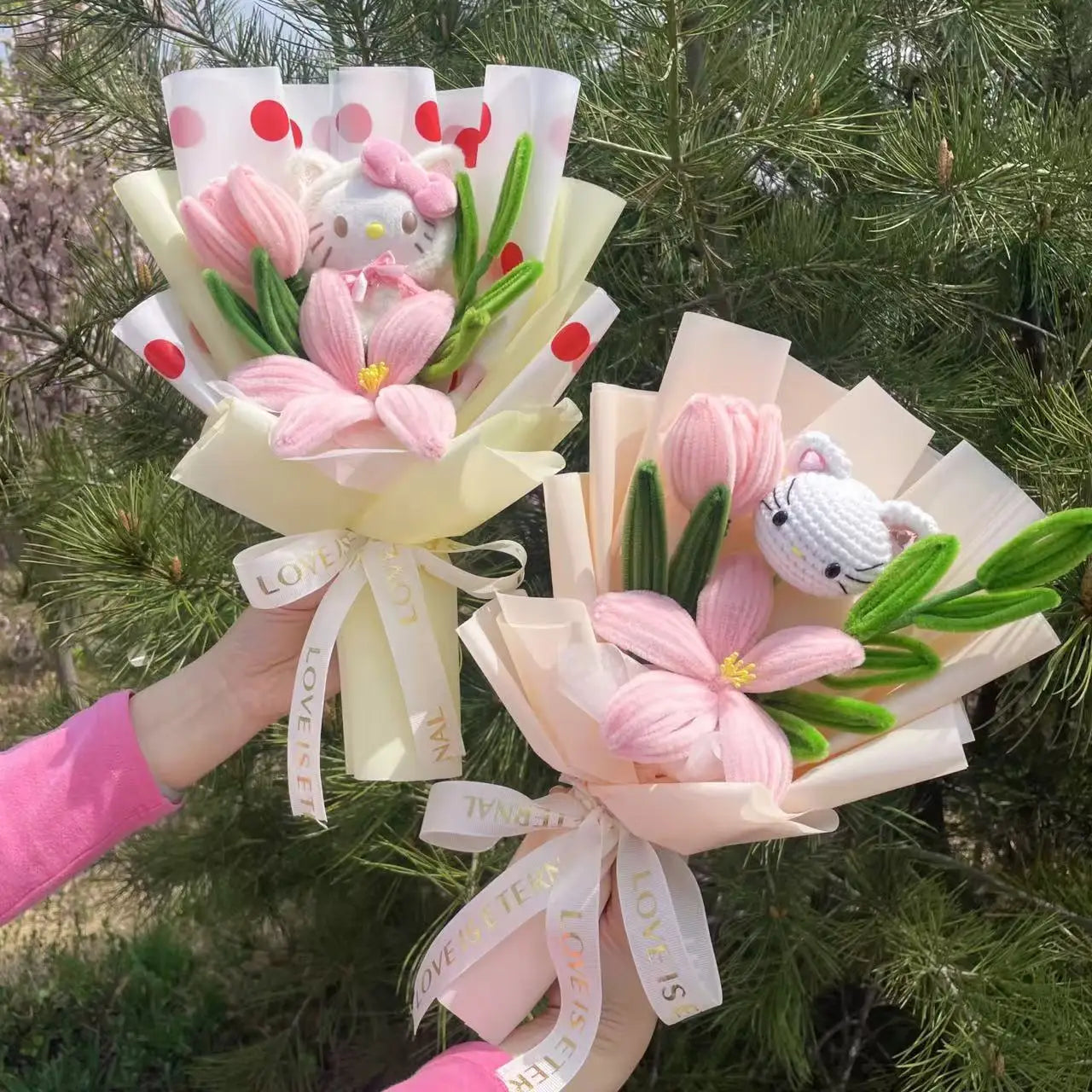 Cartoon My Melody Kuromi Cinnamoroll Kt Cat Plush Doll Toy Bouquet Gift Box Valentine's Day Christmas Graduation Gifts