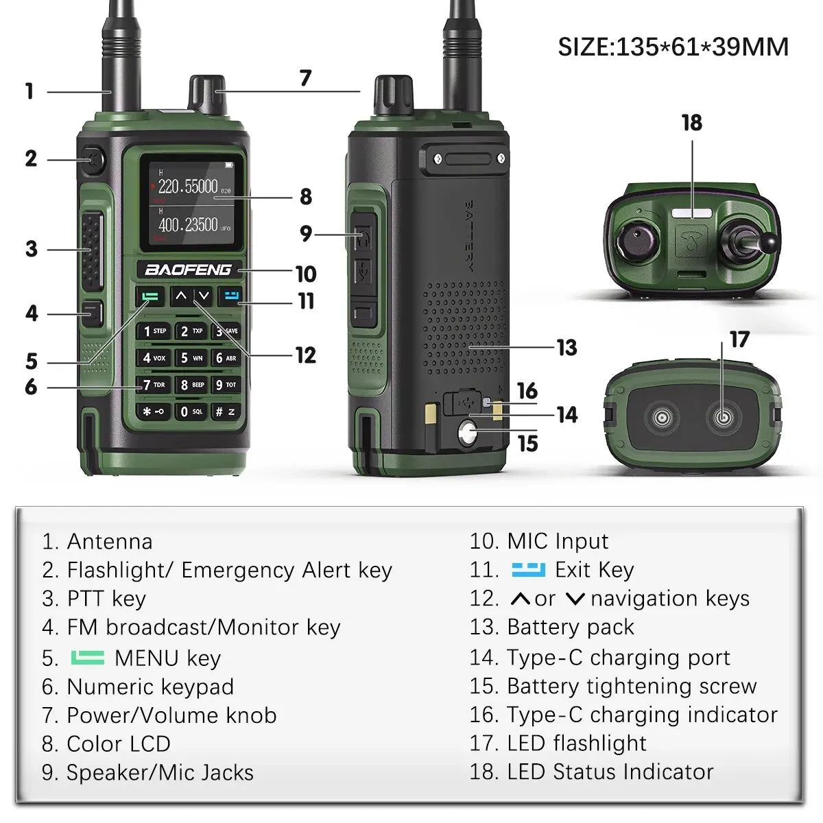 Baofeng UV 17 Pro Walkie Talkie Long Range 16KM Type-C Charging Waterproof - Dicrodelights
