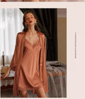2025 Women's Lace Chemise Nightdress with Chest Pads, Ice Silk Suspender Nightgown for Autumn Winter