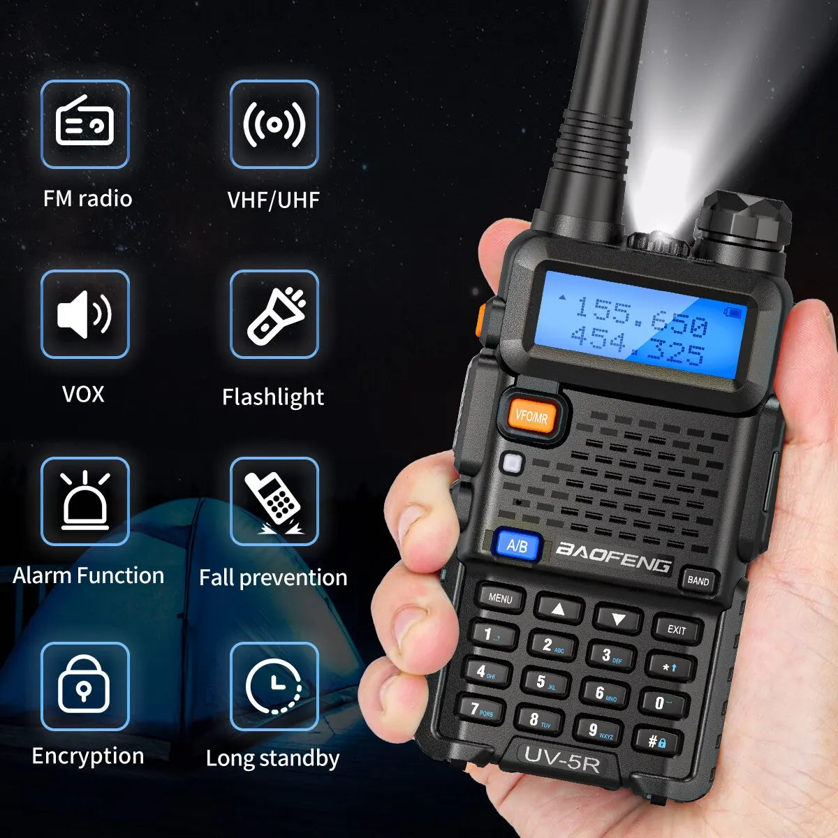 2PC Baofeng UV-5R Walkie Talkie Dual Band Long Range Ham Radio - Dicrodelights