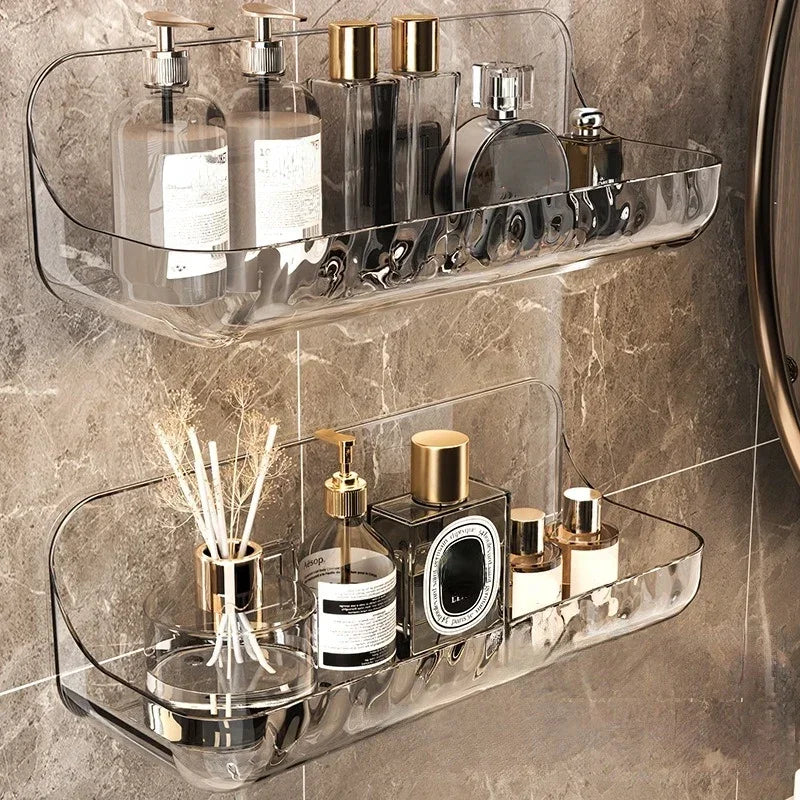 Clear Acrylic No Drill Bathroom Shelf for Skincare Storage