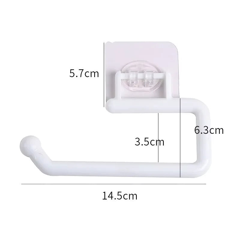 Hanging Kitchen Paper Holder Roll Paper Rack Bathroom Towel Stand No-Drilling Toilet Paper Holder Home Storage Tissue Racks White-14cm
