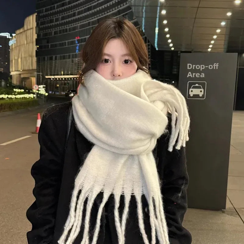 Women's Cashmere Winter Scarf – Thick Knitted Warm Shawl