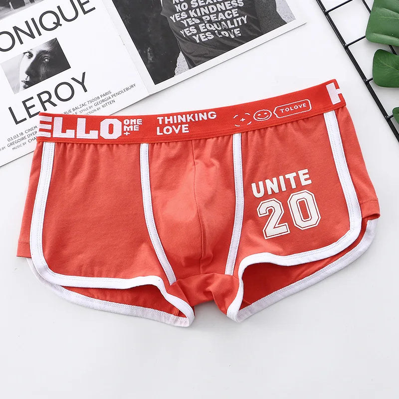 1/3/4 PCS Men's Underwear Boxer Shorts Sexy Panties Cotton Boxers Sports Comfort Man Underpants Shorts Homme U Convex Lingerie PD3205-Orange