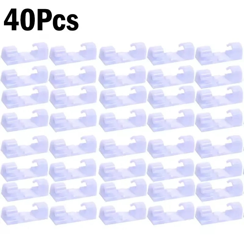 Self Adhesive Open Cable Clips for Desk Wire Routing 40X-White