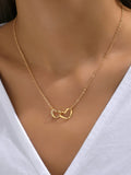 Tiny Cute Double Hollow Heart Chain Necklace Women Fashion Love Necklace Valentine's Day Jewelry for Women A2432-1golden