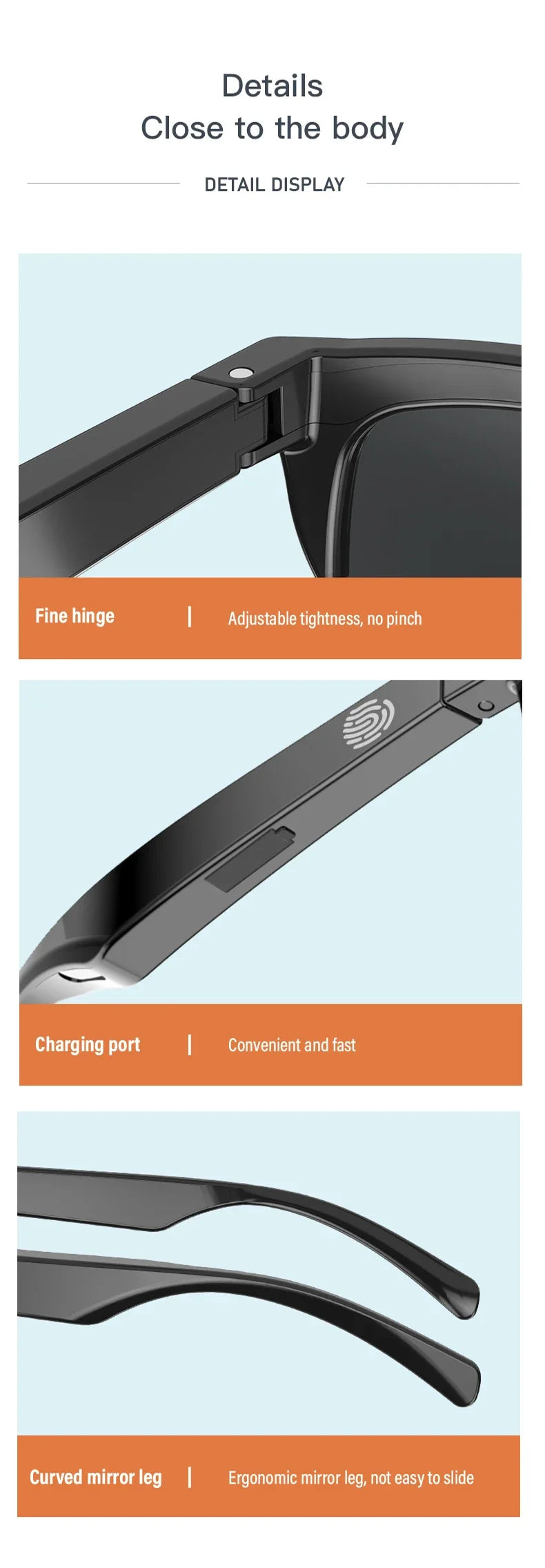 Smart Bluetooth Audio Sunglasses with Mic & UV Protection